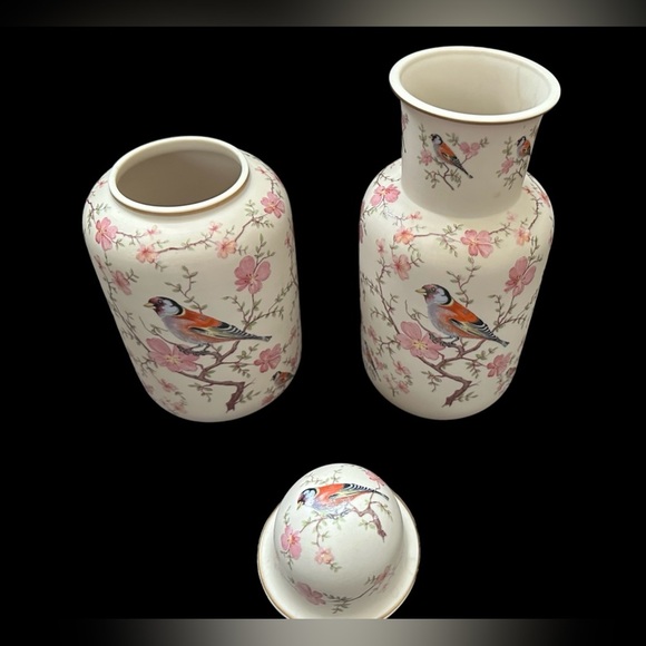 Porcelain Bird Pattern Vase and spice holder~ made in Portugal - Picture 2 of 4